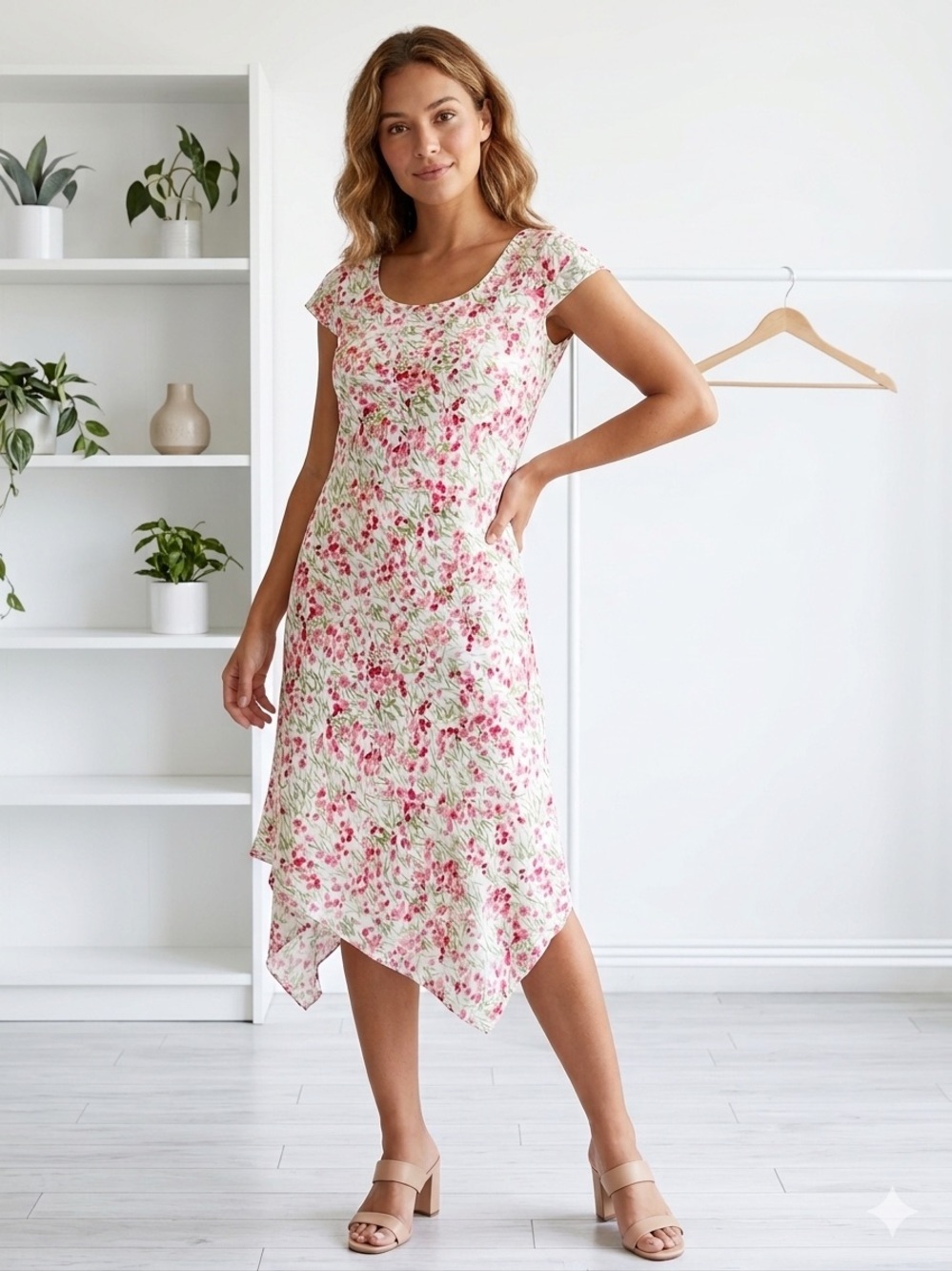 Vintage Nancy Michaels Floral Asymmetrical Dress Small/Medium
